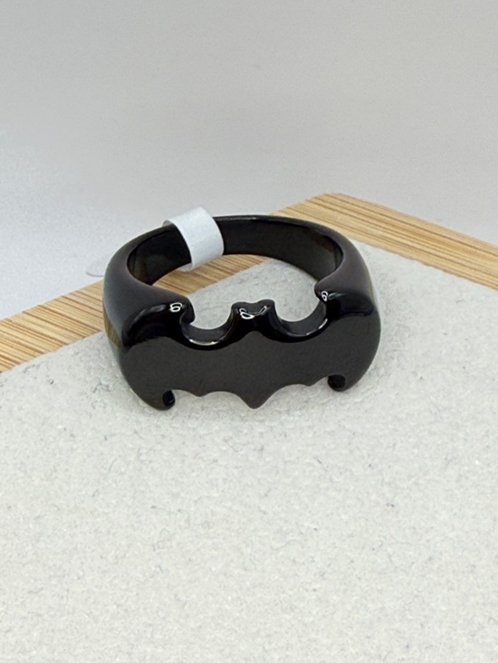 Black Stainless Steel Bat Shaped Ring Size 11 Unisex Batman Bat Symbol - Picture 2 of 3